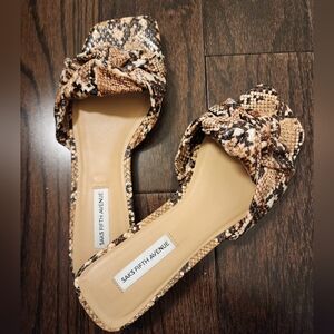 Saks Fifth Avenue Snakeskin Slide Sandals